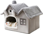 Double Roof Indoor Dog House Cat Nest,Foldable Warm Soft Kennel,30D High Elastic Memory Sponge,Removable Cushion Non-Slip Bottom
